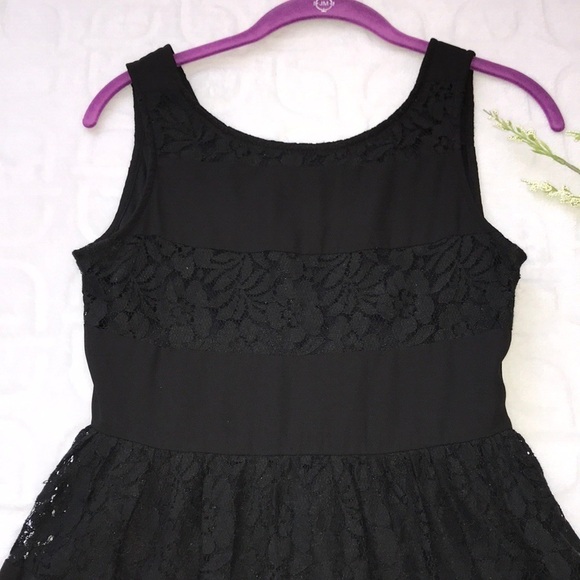 YA LOS ANGELES Black Lace Stripe Dress Small - Picture 3 of 8
